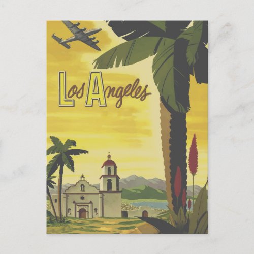 Vintage Aviation Los Angeles Postcard