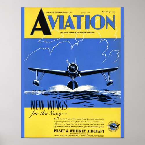 Vintage Aviation Magazine Airplane Cover Art Print