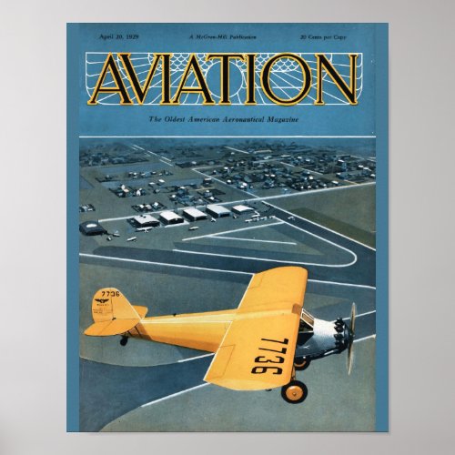 Vintage Aviation Magazine Airplane Cover Art Print