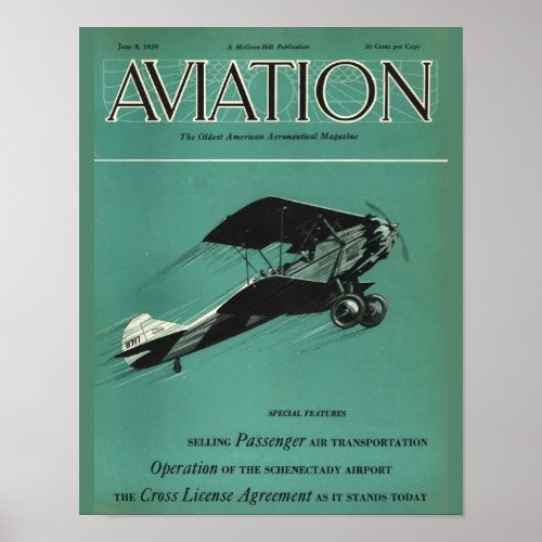 Vintage Aviation Magazine Airplane Cover Art Print