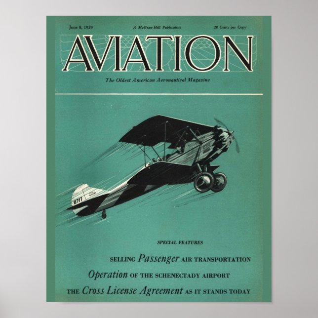 Vintage Aviation Magazine Airplane Cover Art Print (Front)