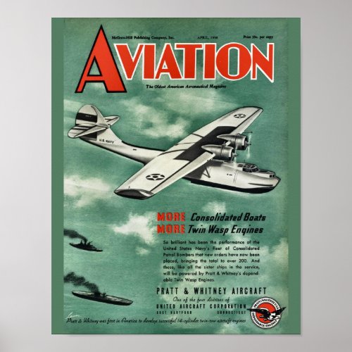 Vintage Aviation Magazine Airplane Cover Art Print