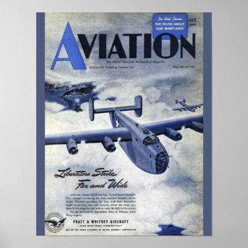 Vintage Aviation Magazine Airplane Cover Art Print