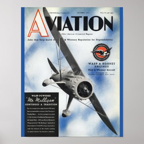 Vintage Aviation Magazine Airplane Cover Art Print