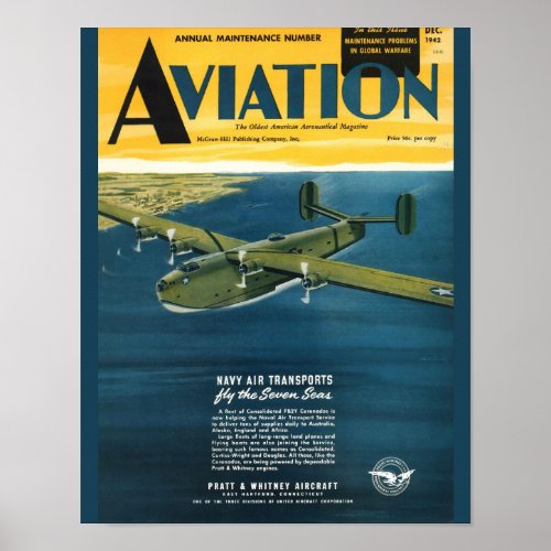 Vintage Aviation Magazine Airplane Cover Art Print