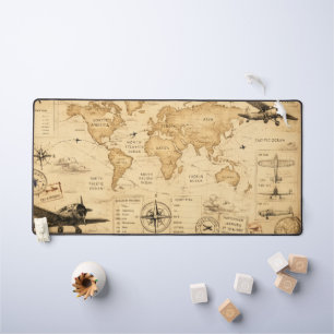 Vintage Aviation Map Pilot Adventure Desk Mat