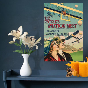 Vintage Aviation Meet Poster Retro Airplane