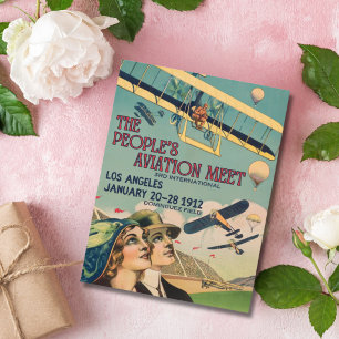 Vintage Aviation Meet Poster Retro Airplane Postcard