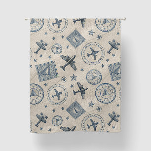 Vintage Aviation Passport Stamp Pattern (1) Blackout Curtains