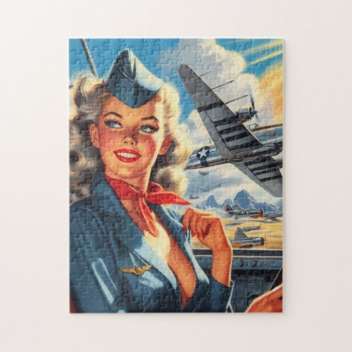 Vintage Aviation Pin Up Jigsaw Puzzle