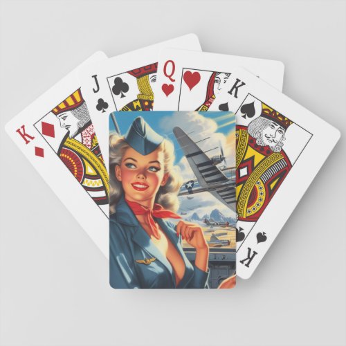 Vintage Aviation Pin Up Poker Cards