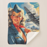 Vintage Aviation Pin Up Sherpa Blanket at Zazzle