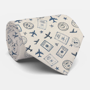 Vintage Aviation Travel Pattern Neck Tie