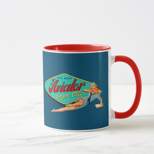 Vintage Aviator Oil Decal  Mug