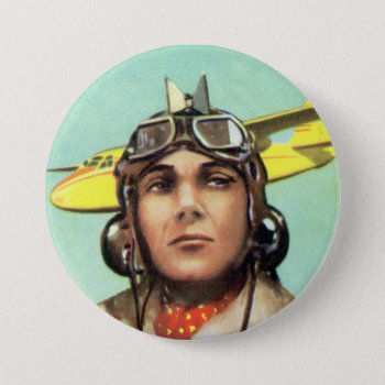 Vintage Aviator Print Button by Kinder_Kleider at Zazzle