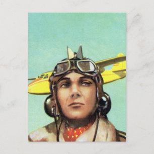 Vintage Aviator Print Postcard