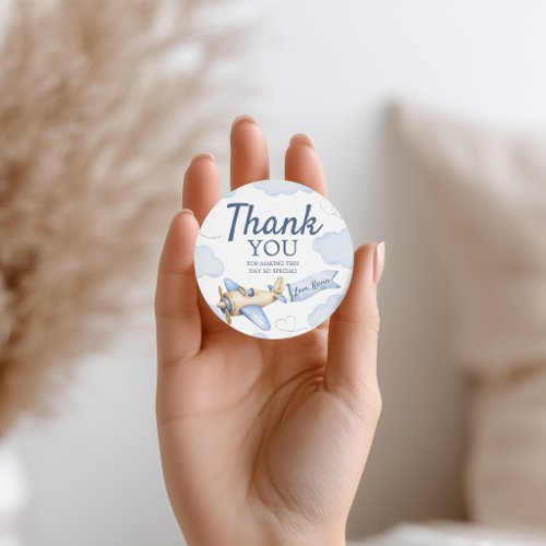 Vintage Aviator Watercolor Thank You Card Favor Tags