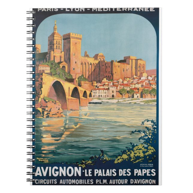 Vintage Avignon France poster Notebook (Front)