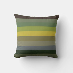 Vintage Avocado & Olive Retro Stripe Pattern Throw Pillow