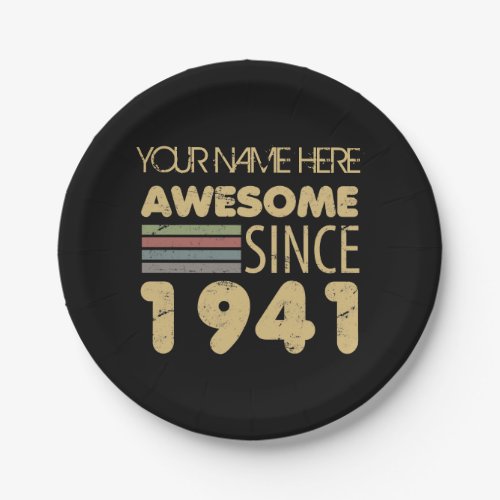 Vintage Awesome 1941 80th Birthday Paper Plates