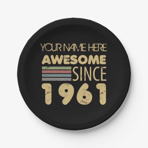 Vintage Awesome 1961 60th Birthday Paper Plates