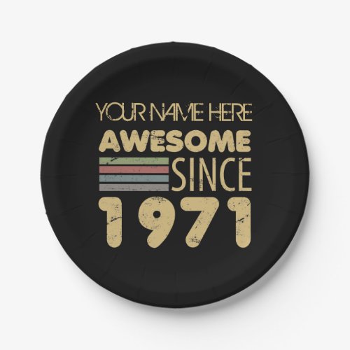 Vintage Awesome 1971 50th Birthday Paper Plates