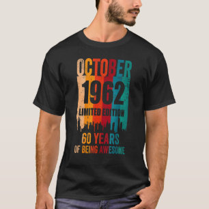 Vintage Awesome 60th Birthday Retro October 1962 B T-Shirt