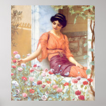Vintage Awesome Italian Girl With Summer Flowers