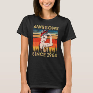 Vintage Awesome Since 1964 Birthday Leopard Woman T-Shirt
