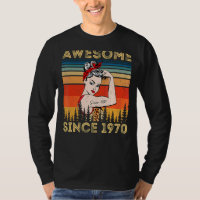 Vintage Awesome Since 1970 Birthday Leopard Woman 