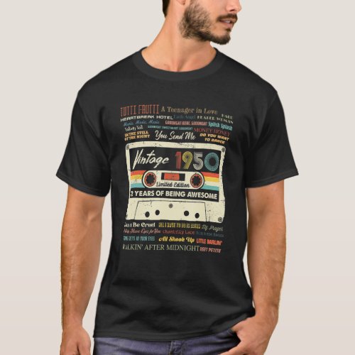 Vintage Awesome Since February 1950 72 Years Old B T_Shirt