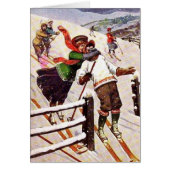 Vintage - Awkward Snow Skiing Couple, (Front)