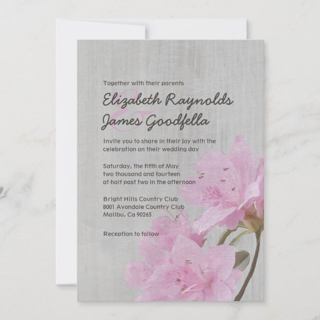 Vintage Azalea Wedding Invitations (Front)