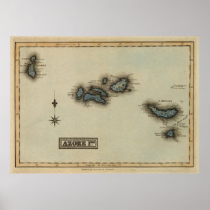 Vintage Azores Islands Map (1823) Poster