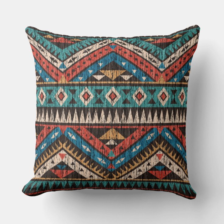 Vintage Aztec Pattern Throw Pillow Zazzle