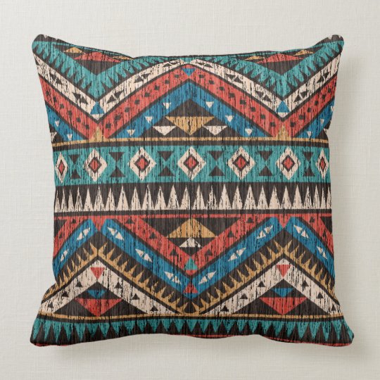 Vintage Aztec Pattern Throw Pillow