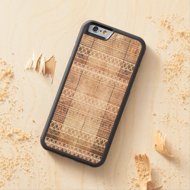 Vintage Aztec Tribal Wood Carved Wood iPhone Case (In Situ)