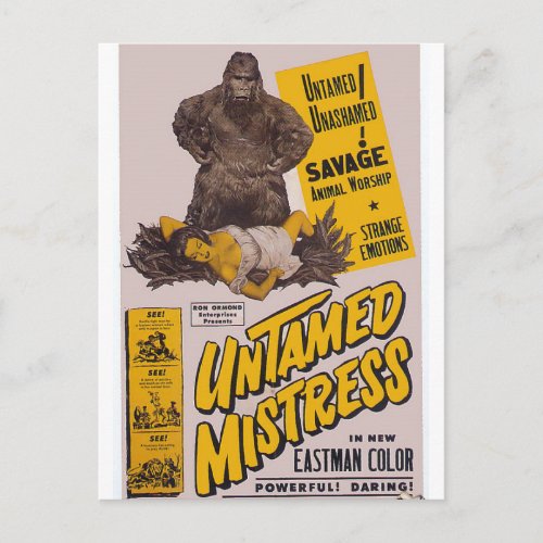 Vintage B movie postcard Untamed Mistress