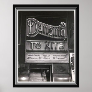 Vintage B&W Dance Hall Poster 16 x 20