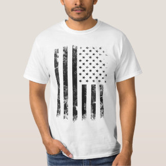 Vintage B&W Patriotic American Flag T-Shirt