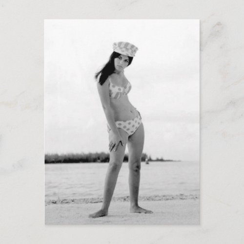 Vintage BW Photo Florida Bikini Girl Postcard