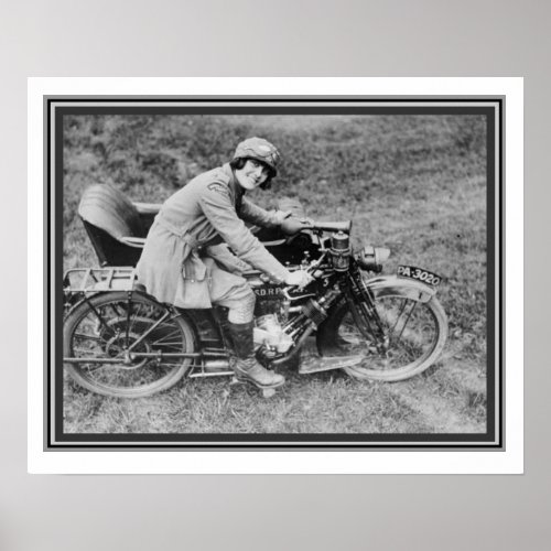 Vintage B  W Photo Girl on Motorcycle 16 x 20 Poster