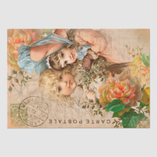 Vintage Babies Postcard Decoupage Tissue Paper