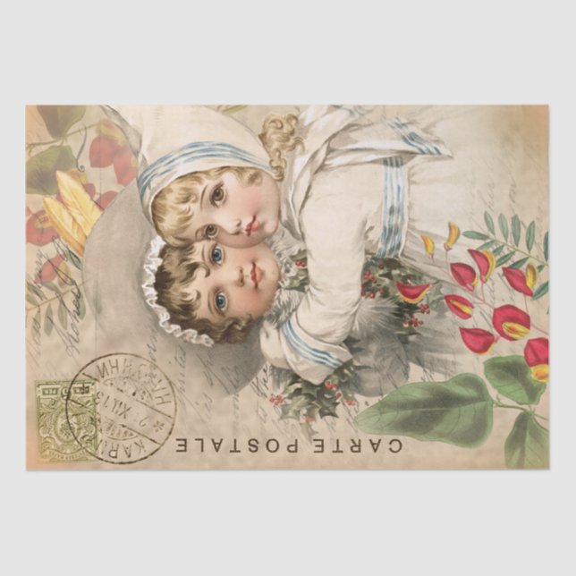Vintage Babies Postcard Decoupage Tissue Paper (Front)