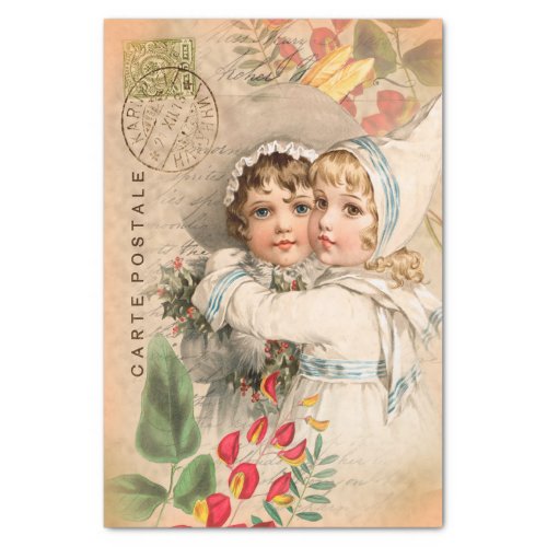 Vintage Babies Postcard Decoupage Tissue Paper