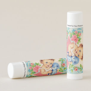 Vintage Baby and Bear Floral Chapstick Favors
