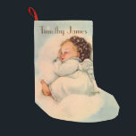 Vintage Baby Angel sleeping in Clouds Small Christmas Stocking<br><div class="desc">Personalize this lovely stocking of a baby angel sleeping in the clouds. Credit: Prints available at artprintsanddecor.com</div>