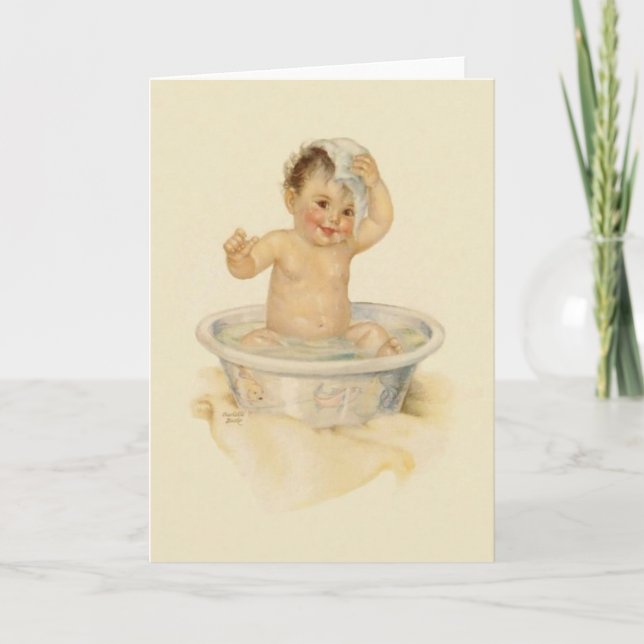 Vintage Baby Bath Note Card (Front)