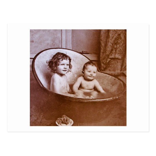 Vintage Baby Bath Time Postcard