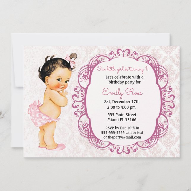 Vintage Baby Birthday Invitation (Front)